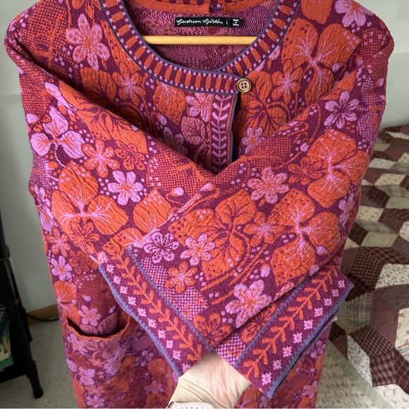 Gudrun Sjoden Ottilia Floral Knjt Coat Jacket Women’s Large - Picture 4 of 13